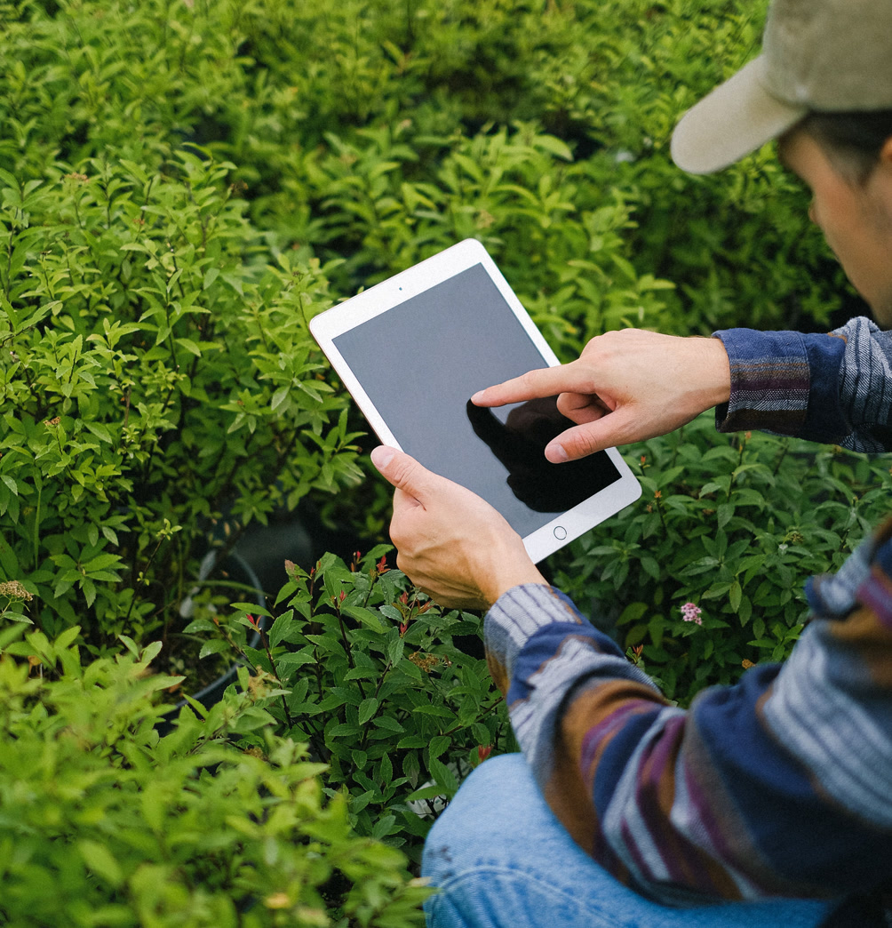 Using a tablet to coordinate agricultural work