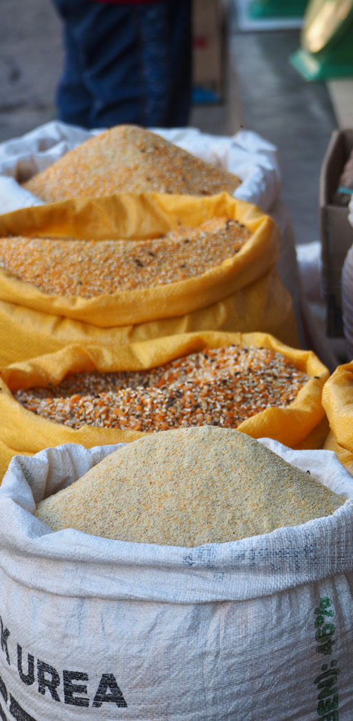Grain and agricultural produce at a market