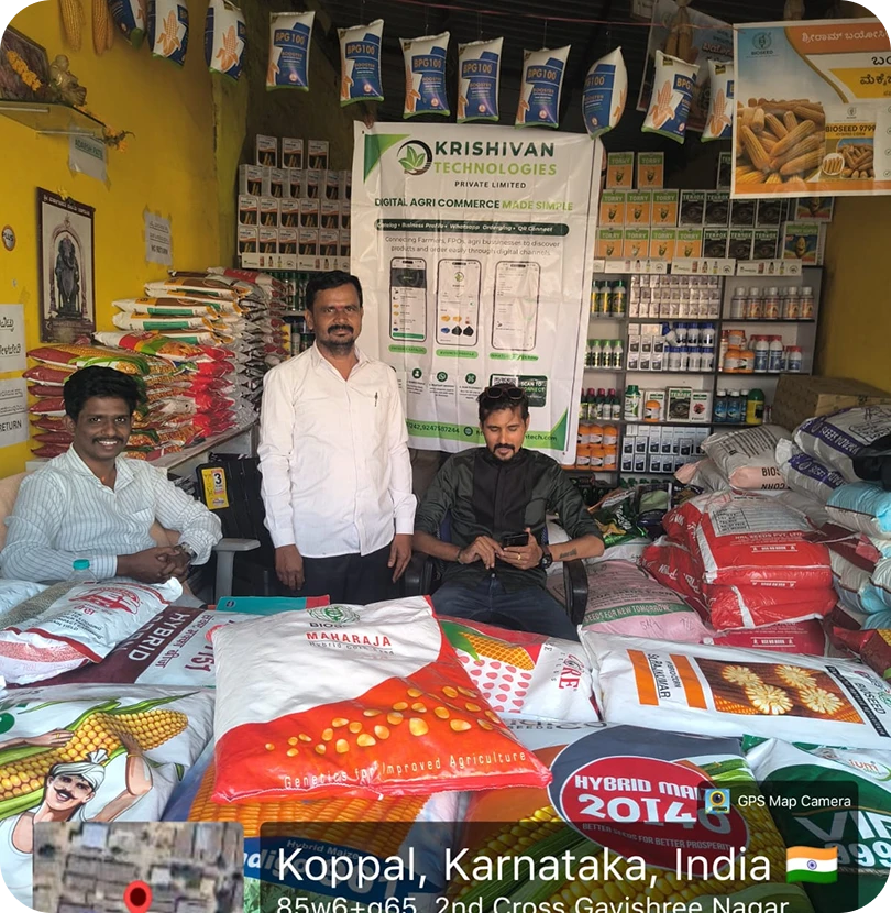 Krishivan partners at an agricultural supplies store